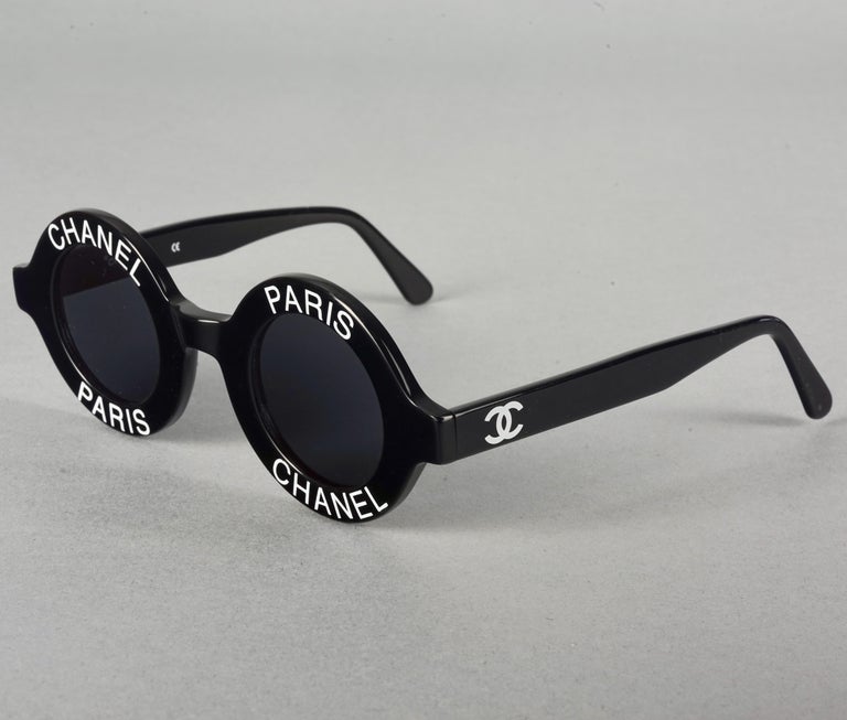 Vintage 1993 Iconic CHANEL PARIS CC Logo Round Black Sunglasses For Sale at  1stDibs