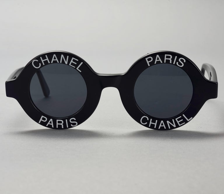 CHANEL PARIS ROUND BLACK 90s SUNGLASSES