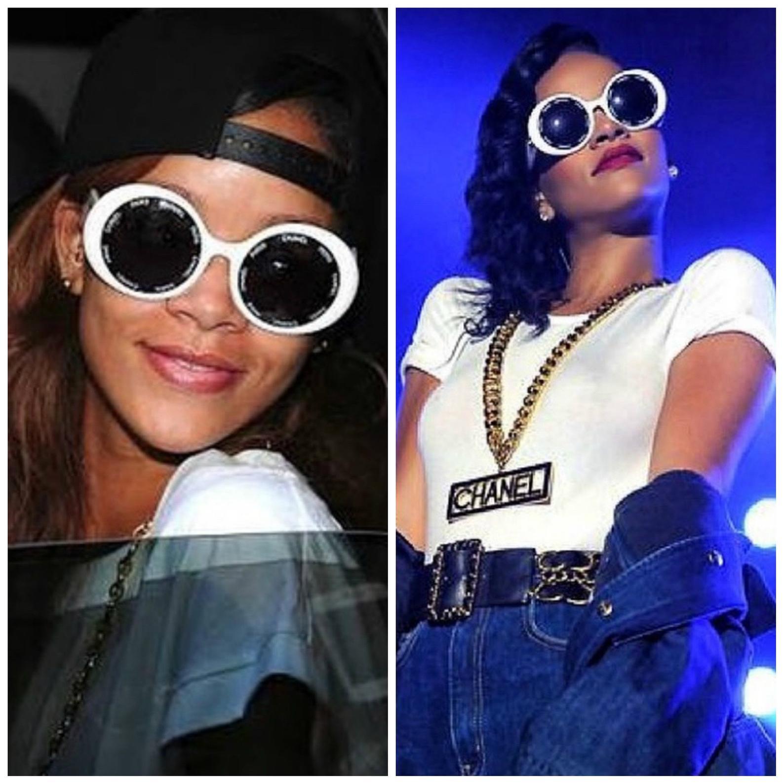 Vintage 1993 Iconic CHANEL PARIS Lens Round Black Sunglasses As Seen On Rihana For Sale 6