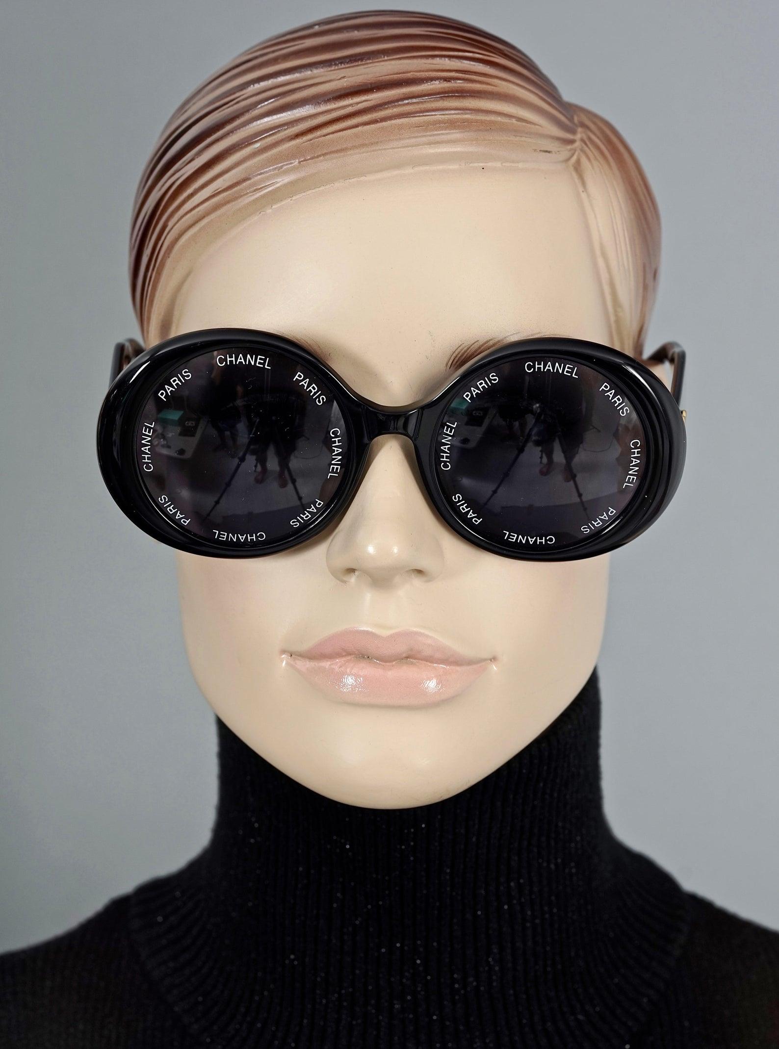 Women's or Men's Vintage 1993 Iconic CHANEL PARIS Lens Round Black Sunglasses As Seen On Rihana For Sale