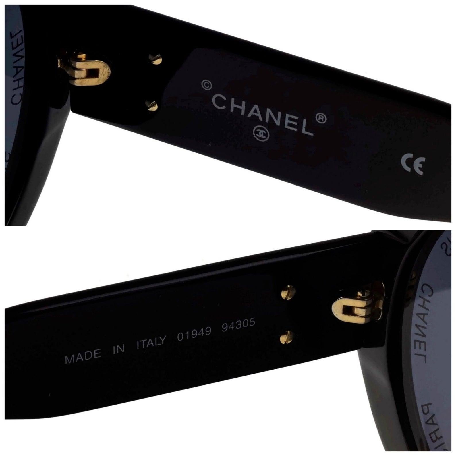 Vintage 1993 Iconic CHANEL PARIS Lens Round Black Sunglasses As Seen On Rihana For Sale 5