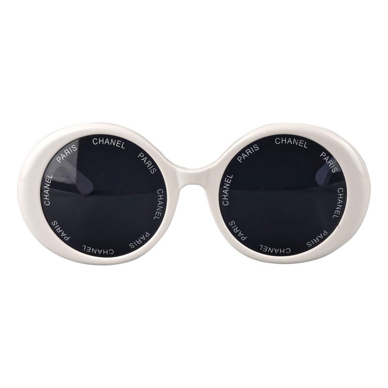 Vintage 1993 Iconic CHANEL PARIS Lens Round White Sunglasses As Seen On  Rihana