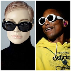 Vintage 1993 Iconic CHANEL PARIS Spelled Black Sunglasses