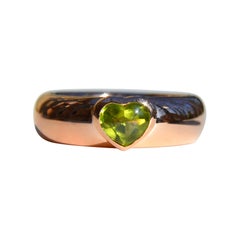 Vintage 1993 Tiffany & Co. 18 Karat Rose Gold .74 Carat Peridot Heart Ring