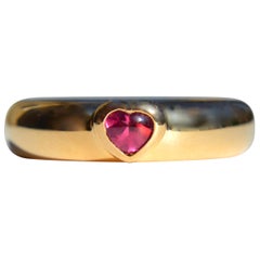 Vintage 1993 Tiffany & Co. 18 Karat Rose Gold Pink Tourmaline Heart Ring