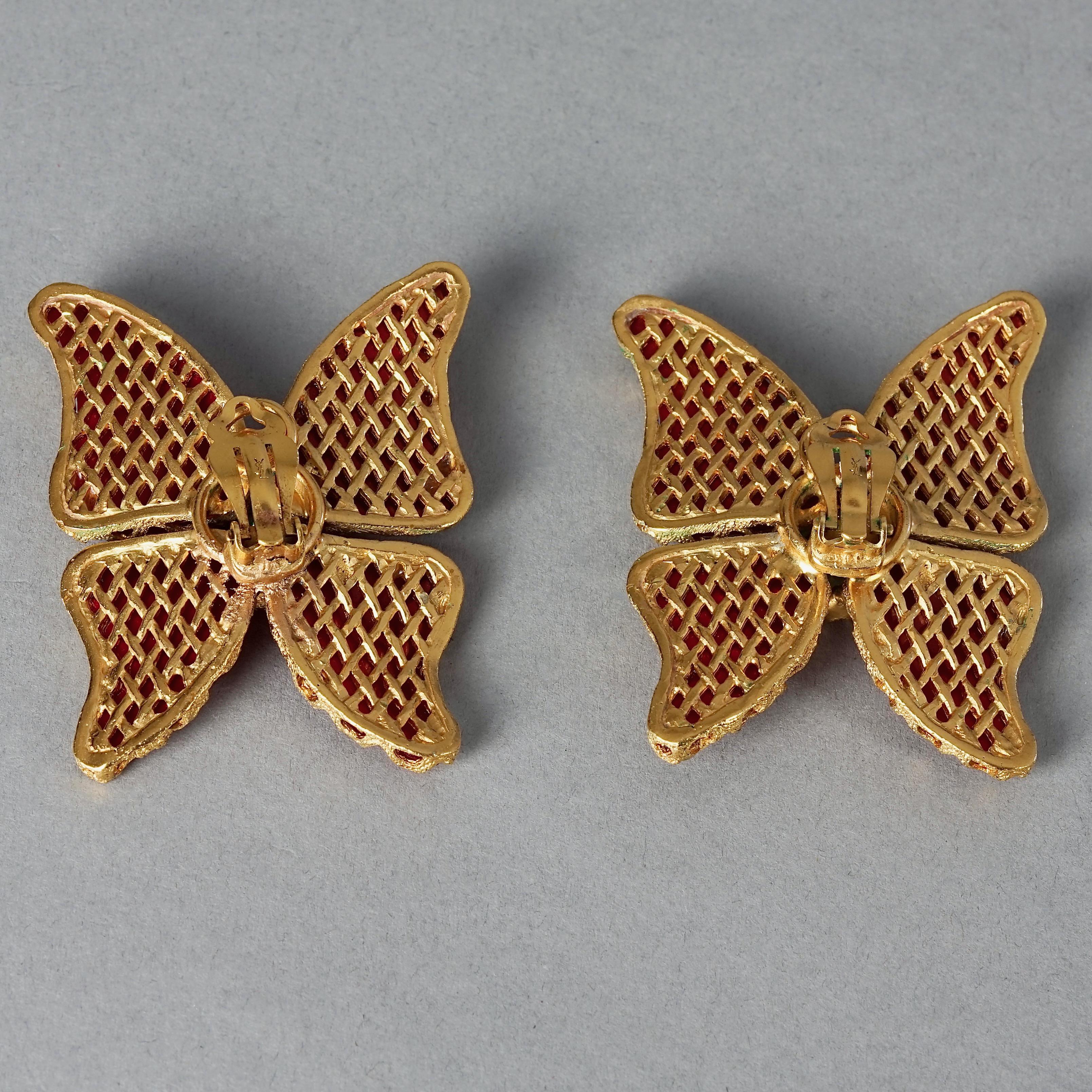 Vintage 1993 YVES SAINT LAURENT Ysl by Robert Goossens Butterfly Earrings For Sale 6