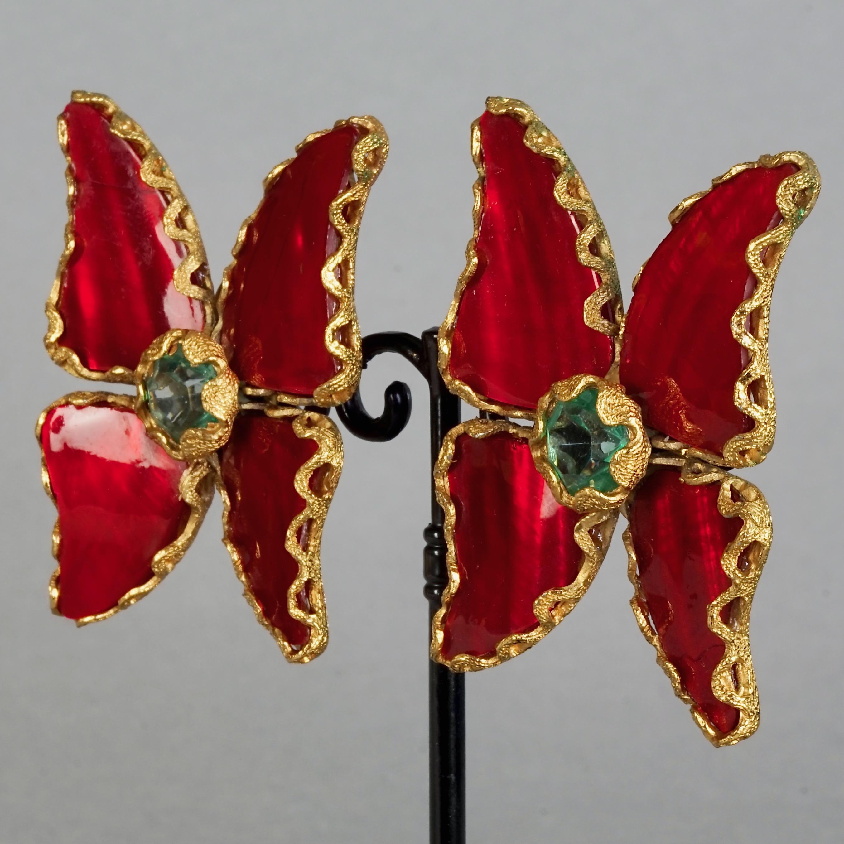 Women's Vintage 1993 YVES SAINT LAURENT Ysl by Robert Goossens Butterfly Earrings For Sale