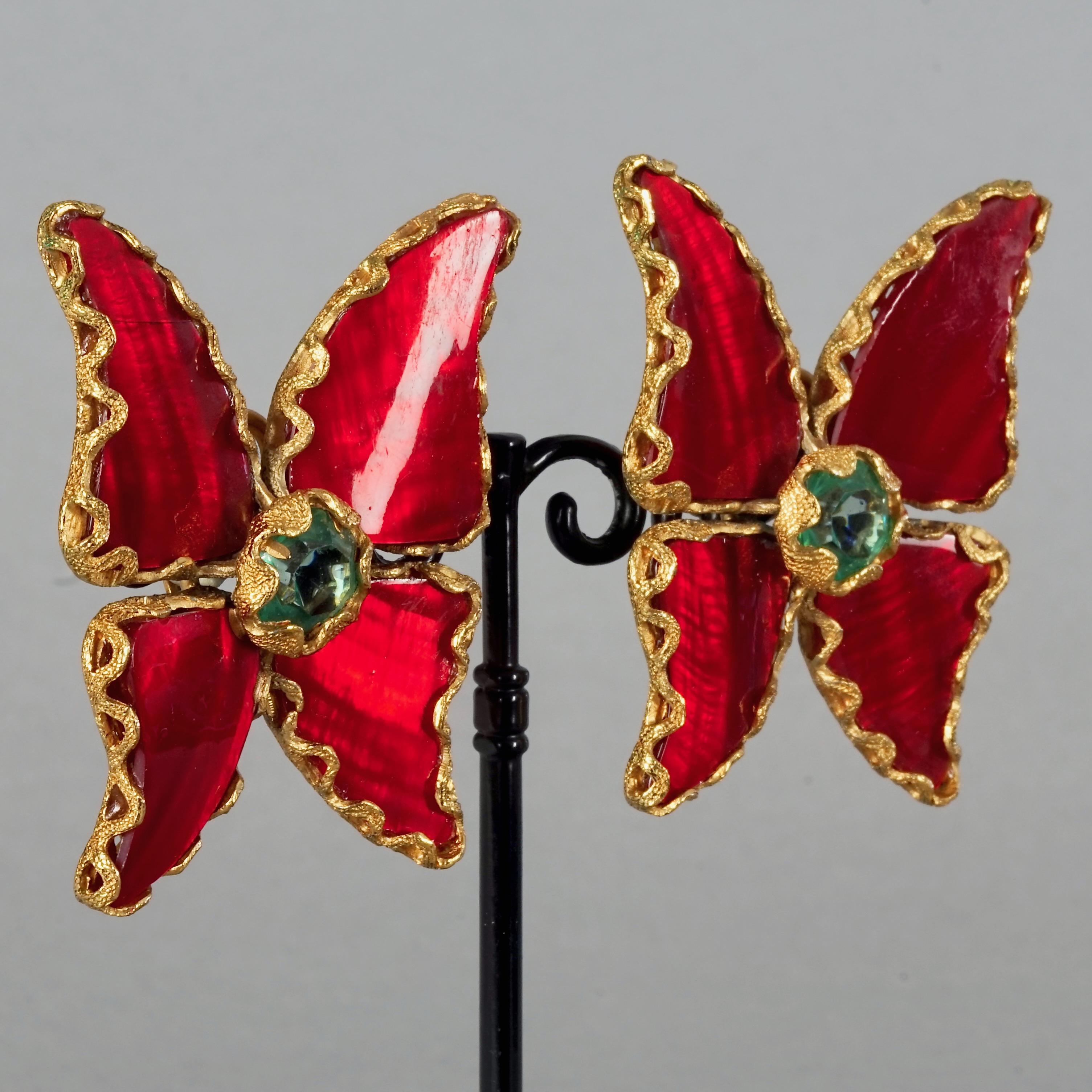 Vintage 1993 YVES SAINT LAURENT Ysl by Robert Goossens Butterfly Earrings For Sale 1