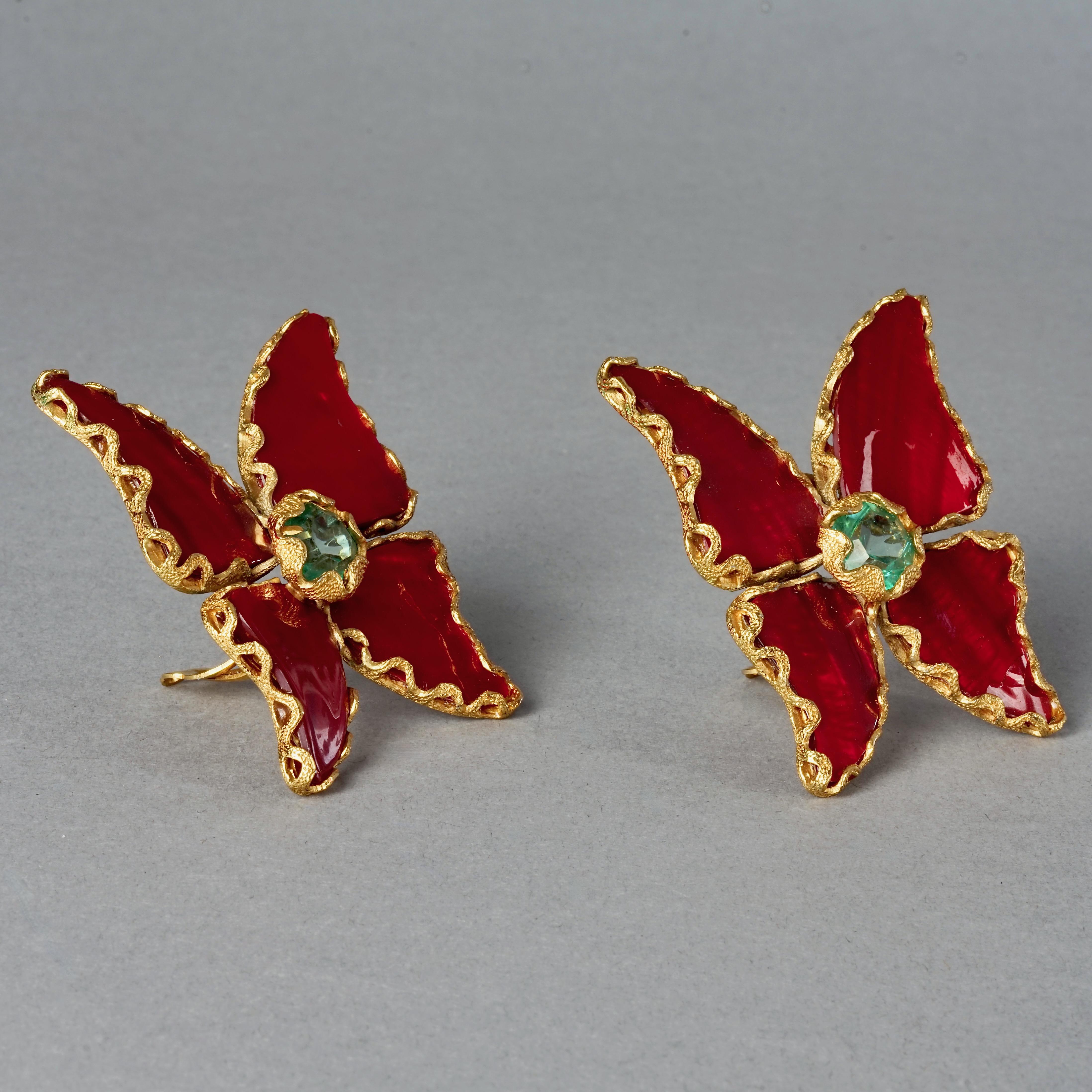 Vintage 1993 YVES SAINT LAURENT Ysl by Robert Goossens Butterfly Earrings For Sale 4