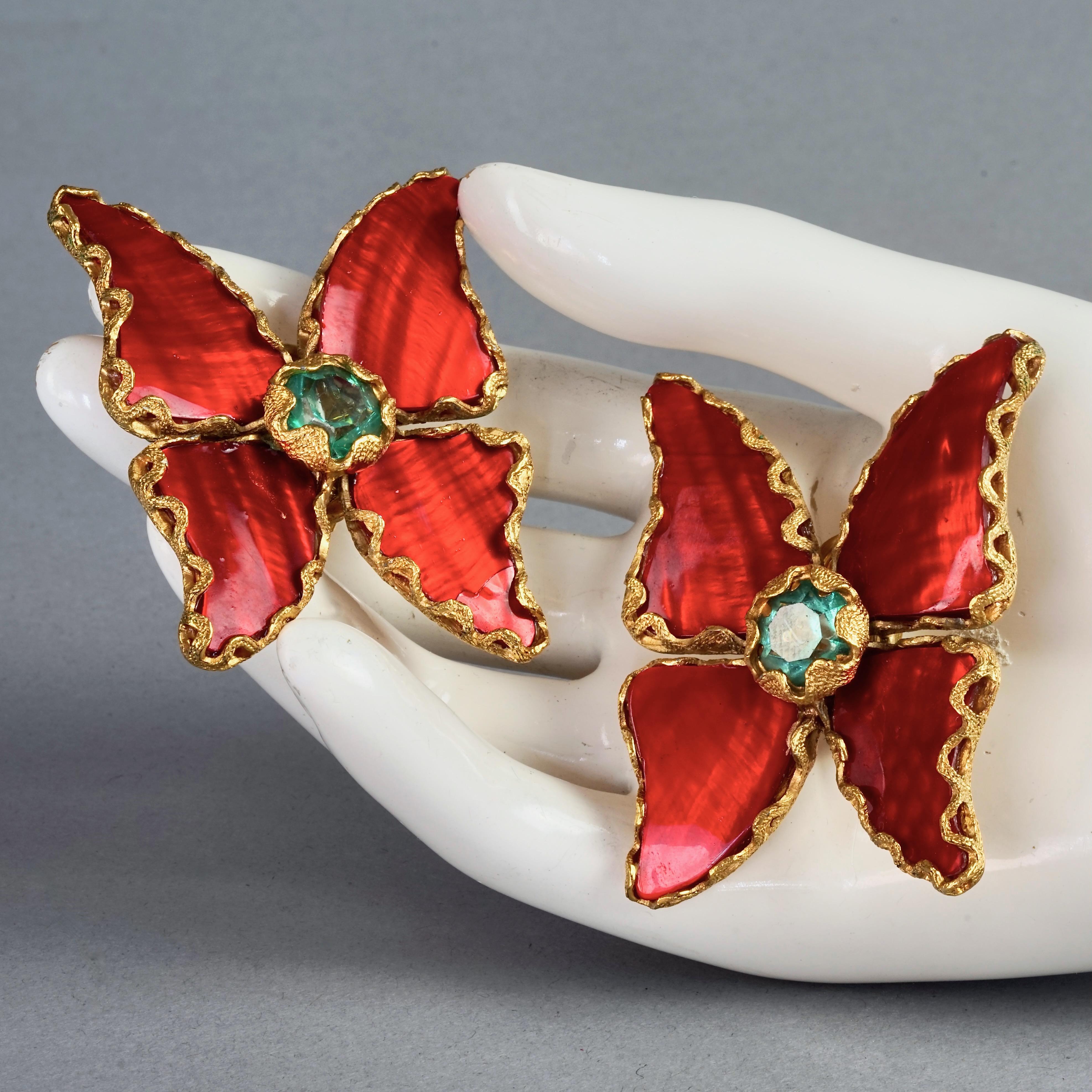 Vintage 1993 YVES SAINT LAURENT Ysl by Robert Goossens Butterfly Earrings For Sale 5
