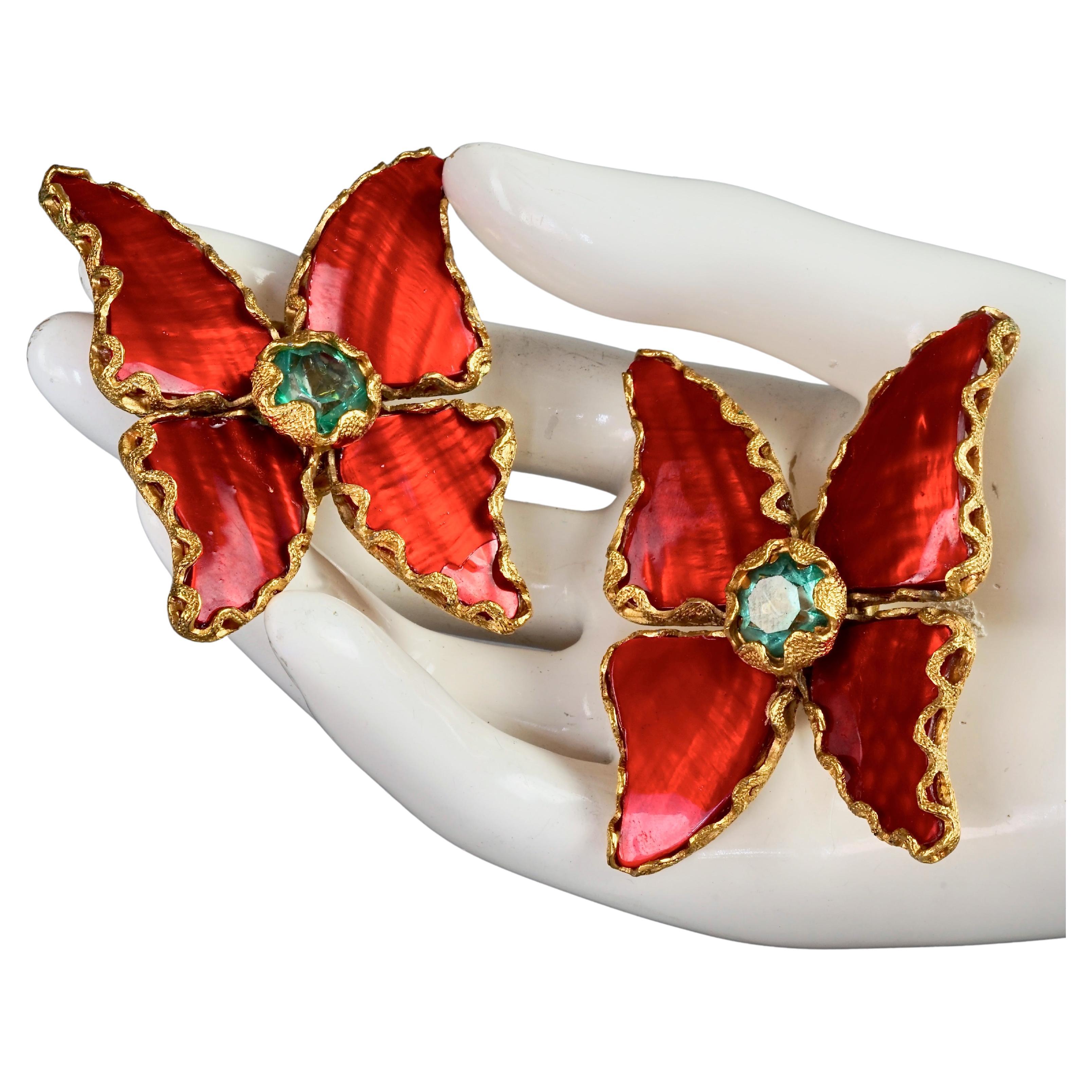 Vintage 1993 YVES SAINT LAURENT Ysl by Robert Goossens Butterfly Earrings For Sale