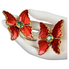 Vintage 1993 YVES SAINT LAURENT Ysl by Robert Goossens Butterfly Earrings