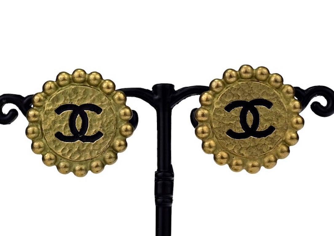 Vintage 1994 CHANEL CC Logo Flower Earrings 4