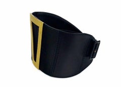 Vintage 1994 CHANEL CC Logo Wide Trapezoid Buckle Leather Corset Belt