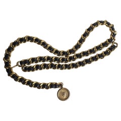Vintage 1994 Chanel Chunky Leather Entwined Chain Layered Belt
