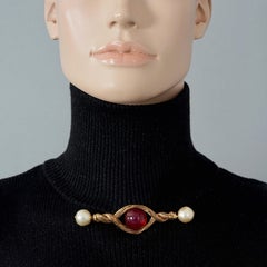 Vintage 1994 CHANEL Gripoix Pearl Torsade Bar Brooch