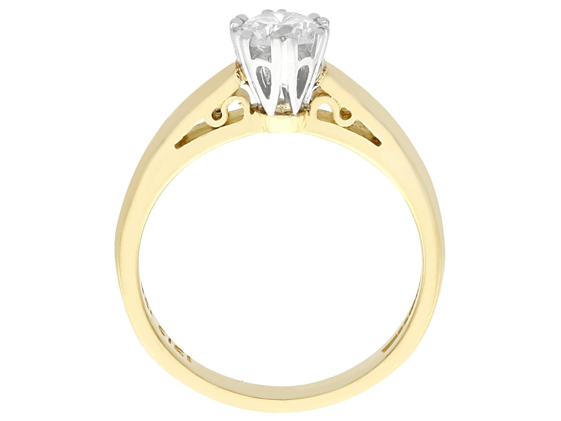 Round Cut Vintage 1994 Diamond and Yellow Gold Solitaire Engagement Ring For Sale
