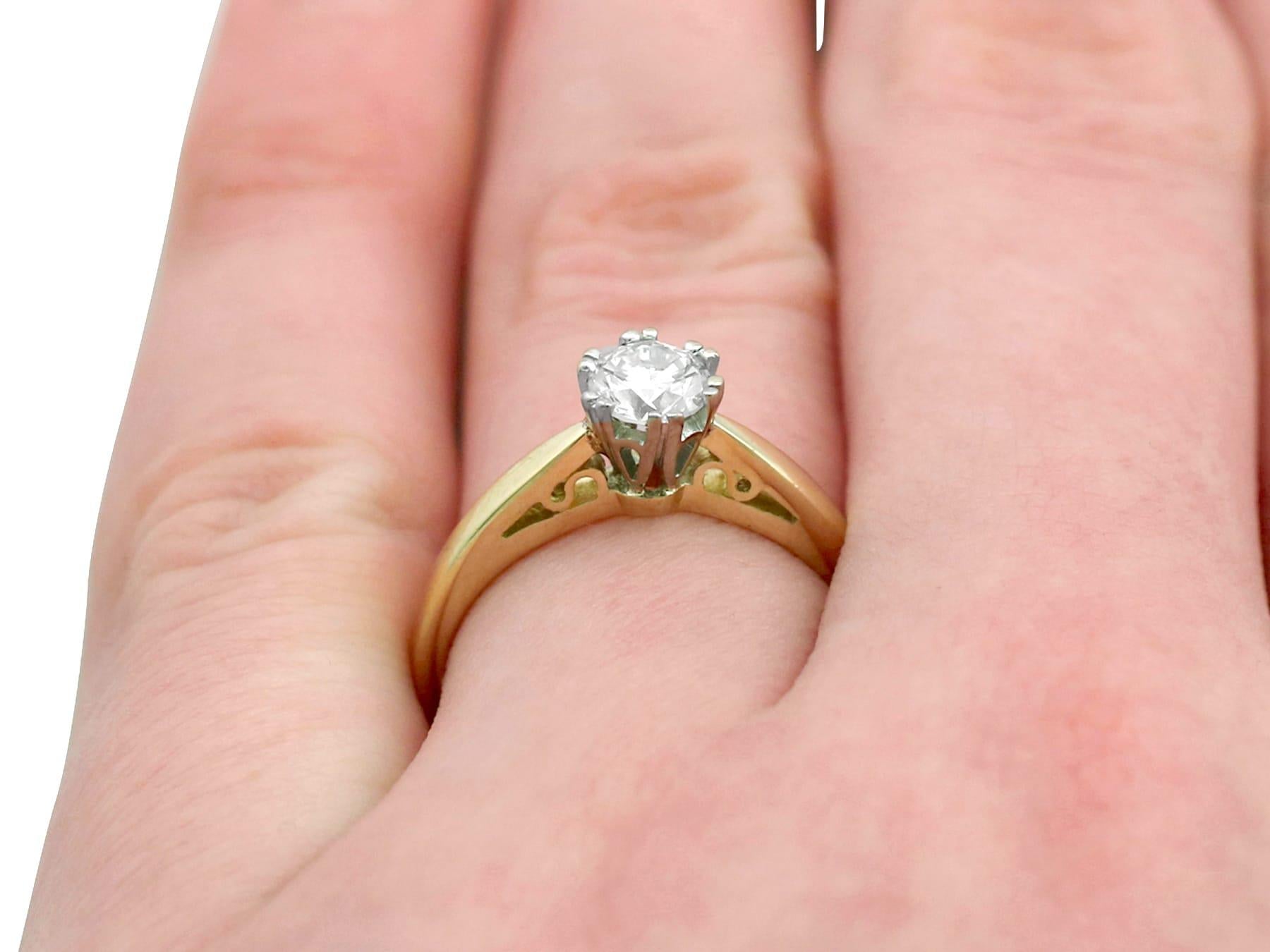 Vintage 1994 Diamond and Yellow Gold Solitaire Engagement Ring For Sale 1