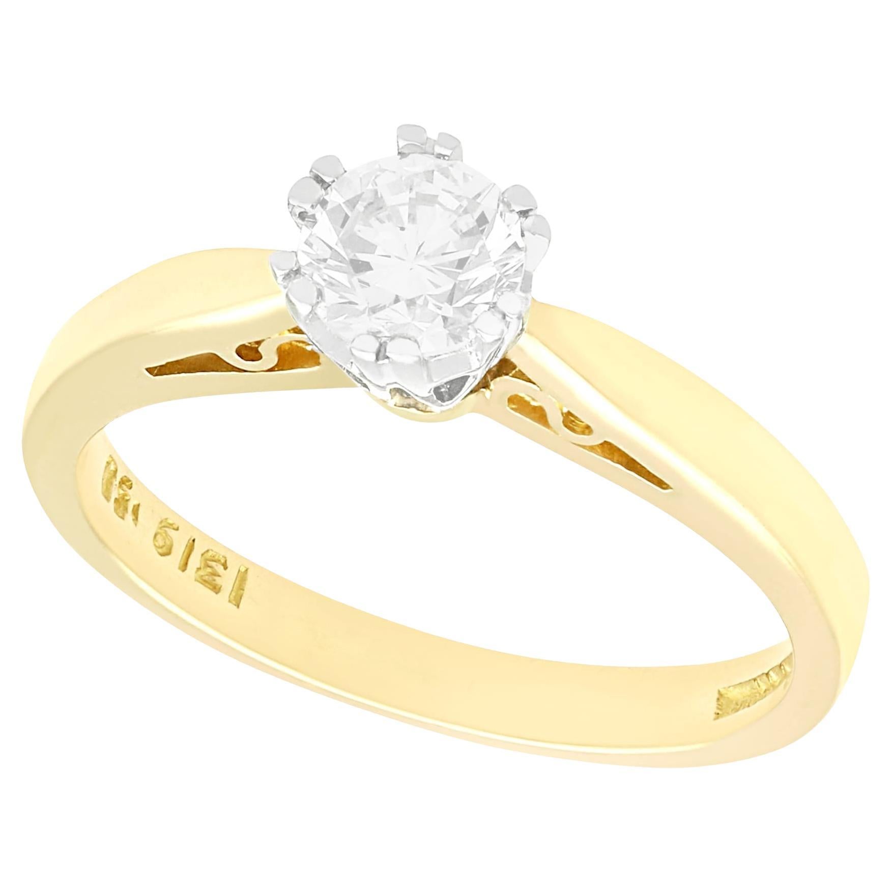 Vintage 1994 Diamond and Yellow Gold Solitaire Engagement Ring For Sale