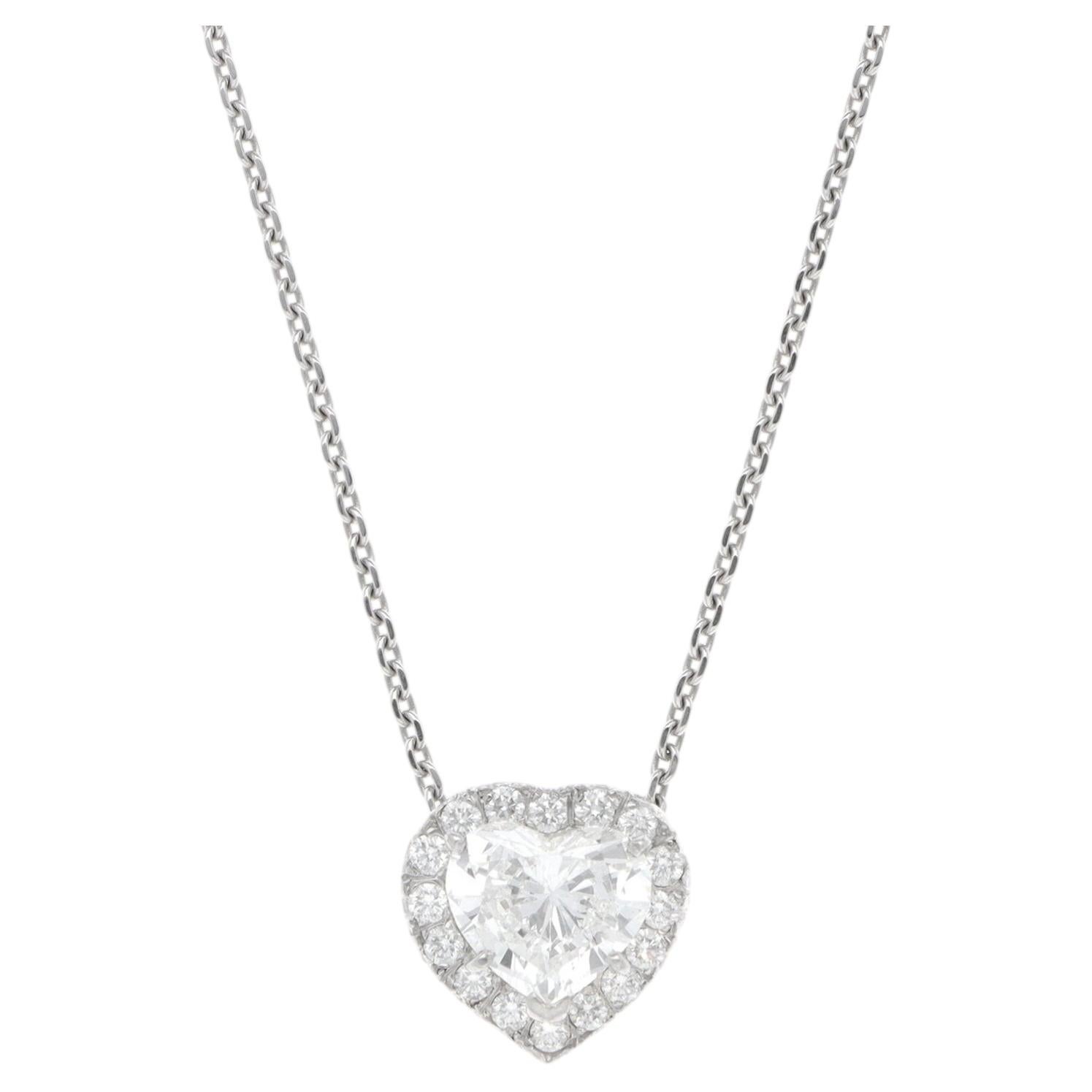 Vintage 1994 Graff GIA Certified 2.15ct Heart Diamond Cluster Necklace