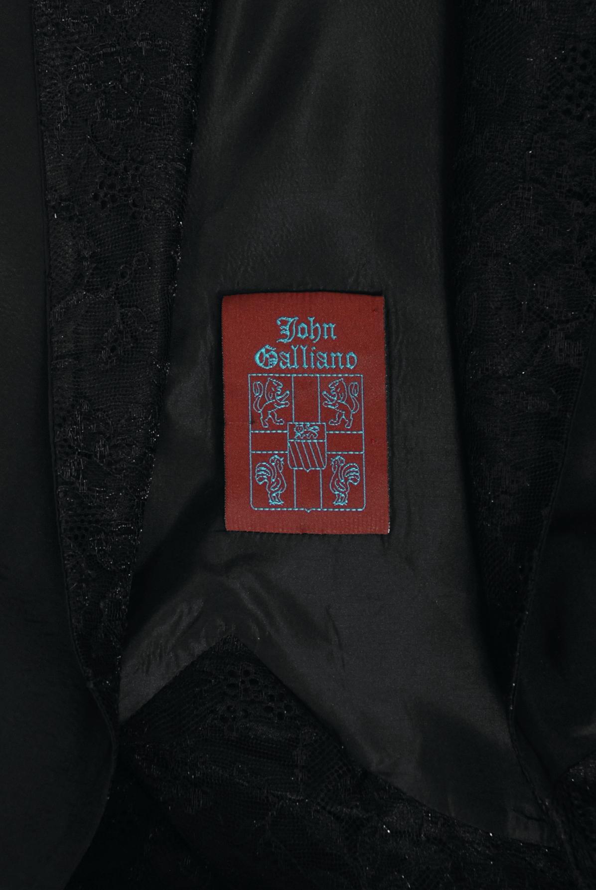 Vintage 1994 John Galliano Silk & Metallic Lace Cropped Kimono-Style Wrap Jacket For Sale 11