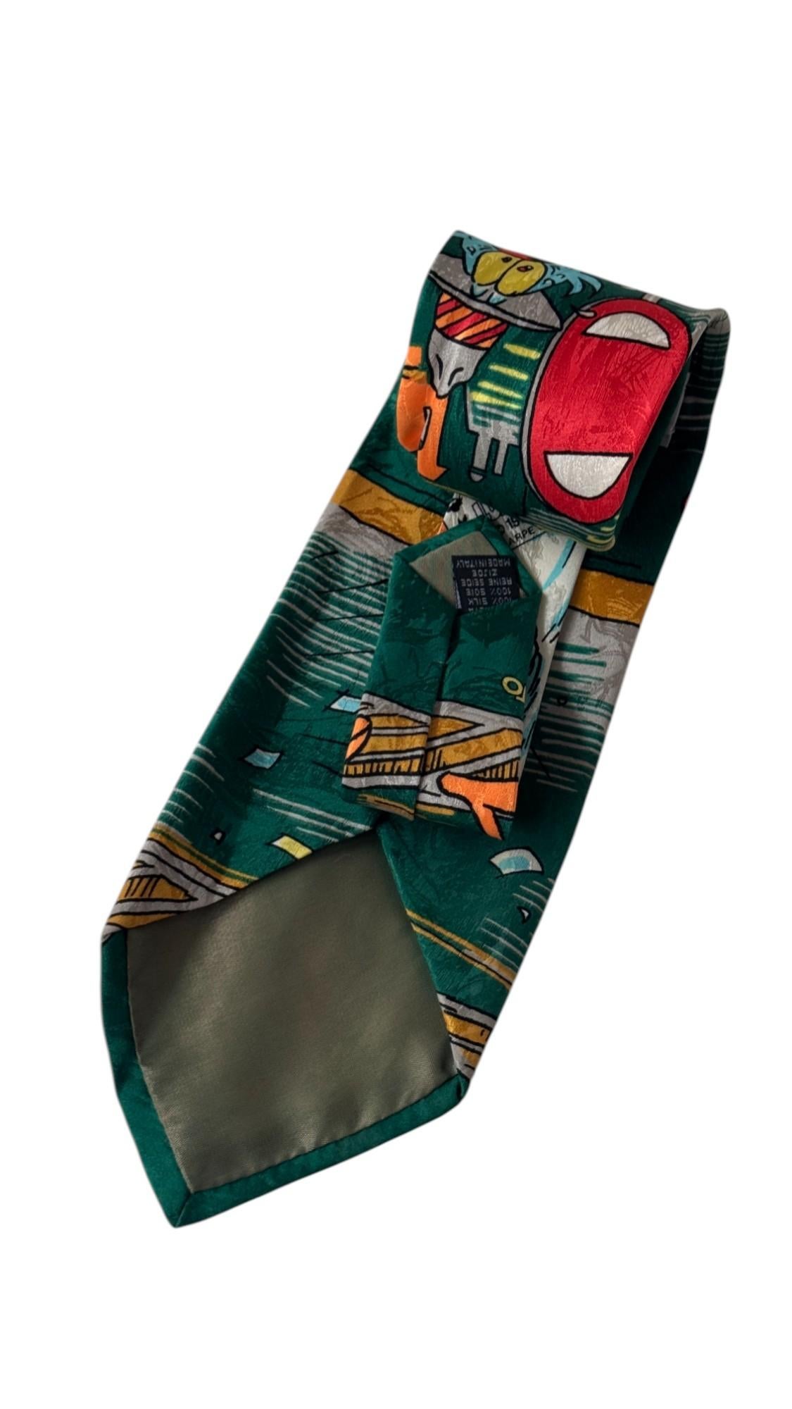 Vintage 1994 Lupo Alberto Silk Tie – Italian Pop Culture by Silver in vendita 5