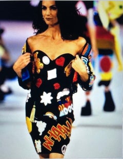 Vintage 1994 MOSCHINO COUTURE "WHAM" Patchwork Novelty Dress