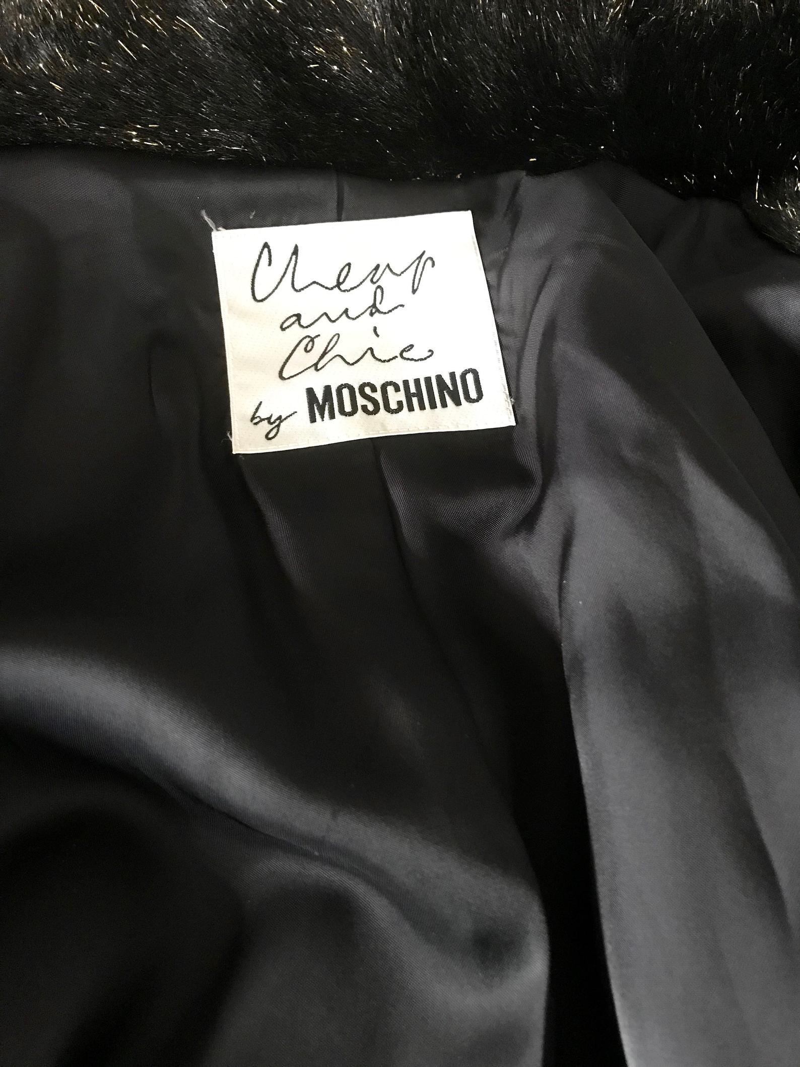 Vintage 1994 MOSCHINO Question Mark Shimmering Faux Fur Cropped Jacket ...