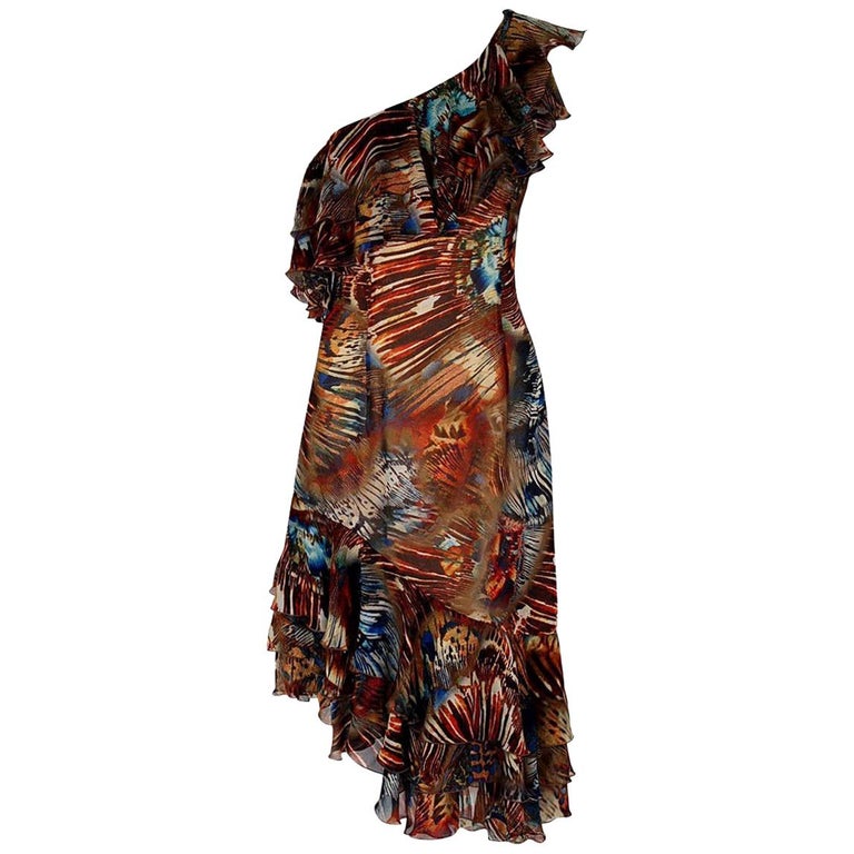 Vintage 1994 Thierry Mugler Couture Abstract Feather Print Silk ...