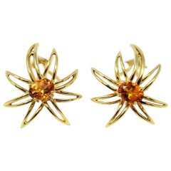 Vintage 1994 Tiffany & Co. Citrine 'Fireworks' Earrings in 18 Karat Yellow Gold