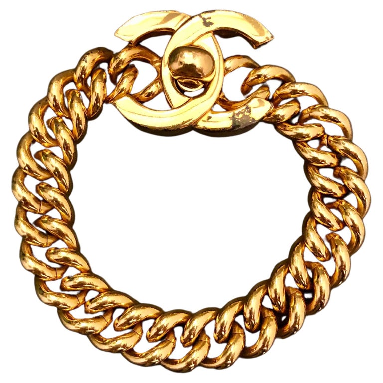 CHANEL, Jewelry, Authentic Chanel Cc Charm Quilted Bracelet Bangle  Goldplated