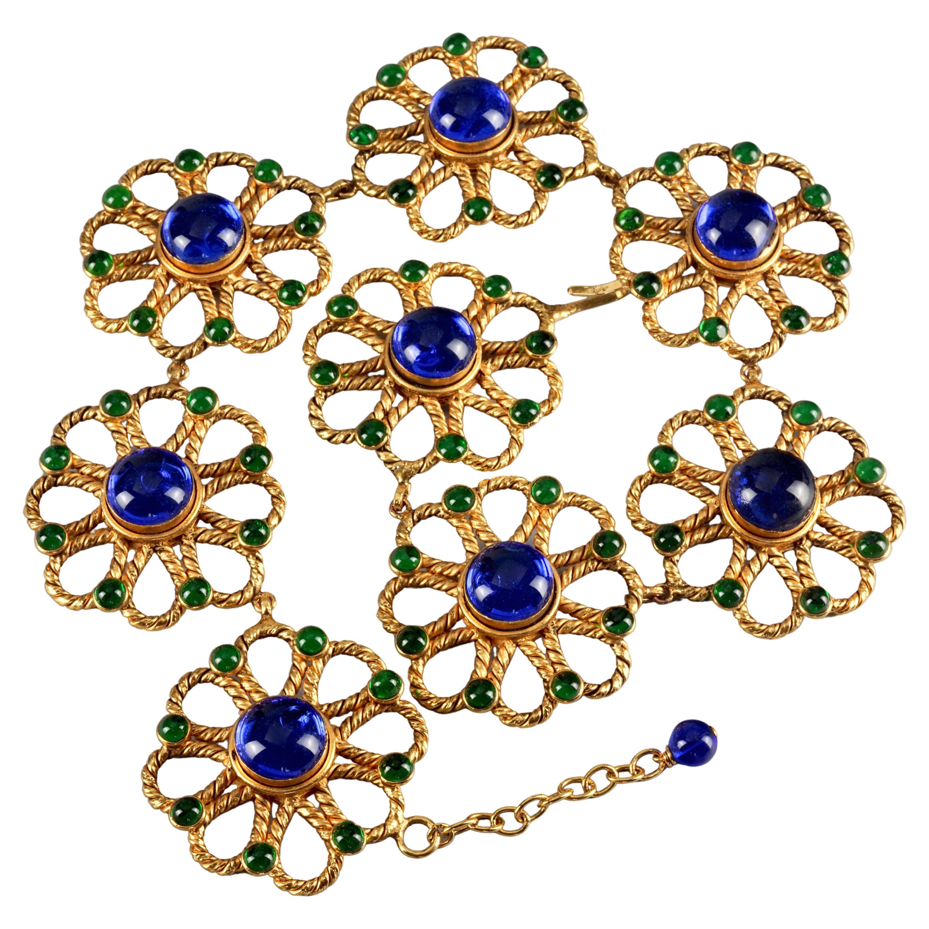 Vintage 1995 CHANEL MAISON GRIPOIX Poured Glass Torsade Flower Necklace