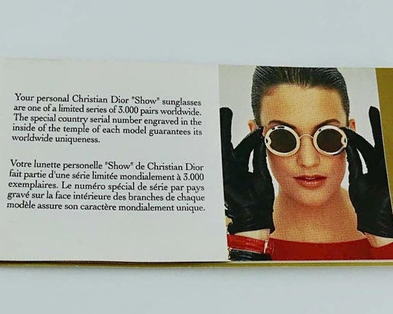 Vintage 1995 CHRISTIAN DIOR Lunettes Show Limited Edition Gold Sunglasses