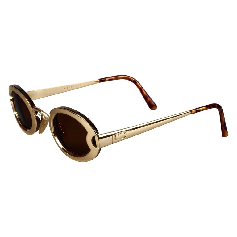 Vintage 1995 CHRISTIAN DIOR "Lunettes Show" Limited Edition Gold Sunglasses  at 1stDibs | vintage gold sunglasses