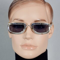 Vintage 1995 CHRISTIAN DIOR Silver Chrome Futuristic Sunglasses