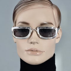 Vintage 1995 CHRISTIAN DIOR Silver Chrome Futuristic Sunglasses