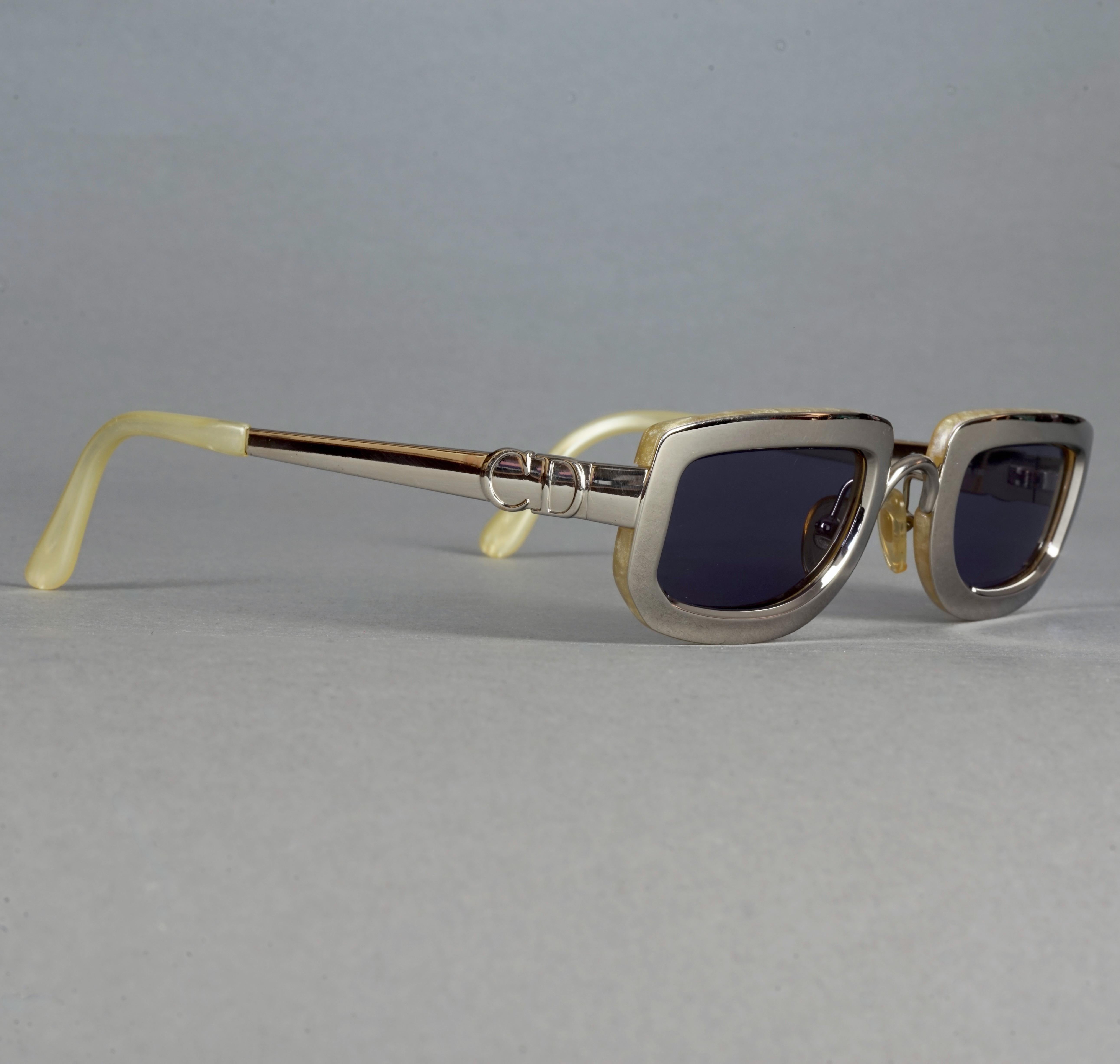 Women's Vintage 1995 CHRISTIAN DIOR Silver Chrome Futuristic Sunglasses For Sale