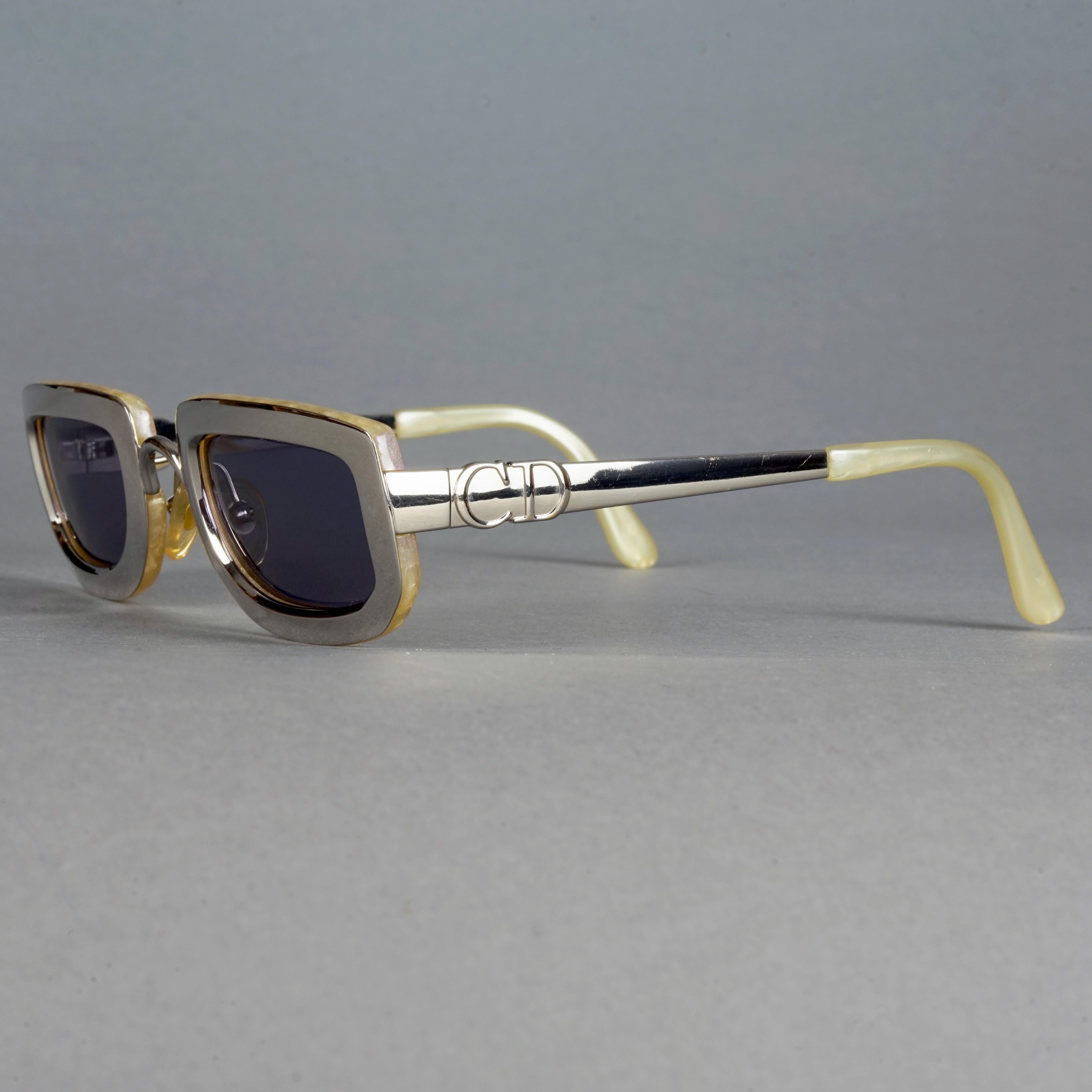 Vintage 1995 CHRISTIAN DIOR Silver Chrome Futuristic Sunglasses For Sale 1