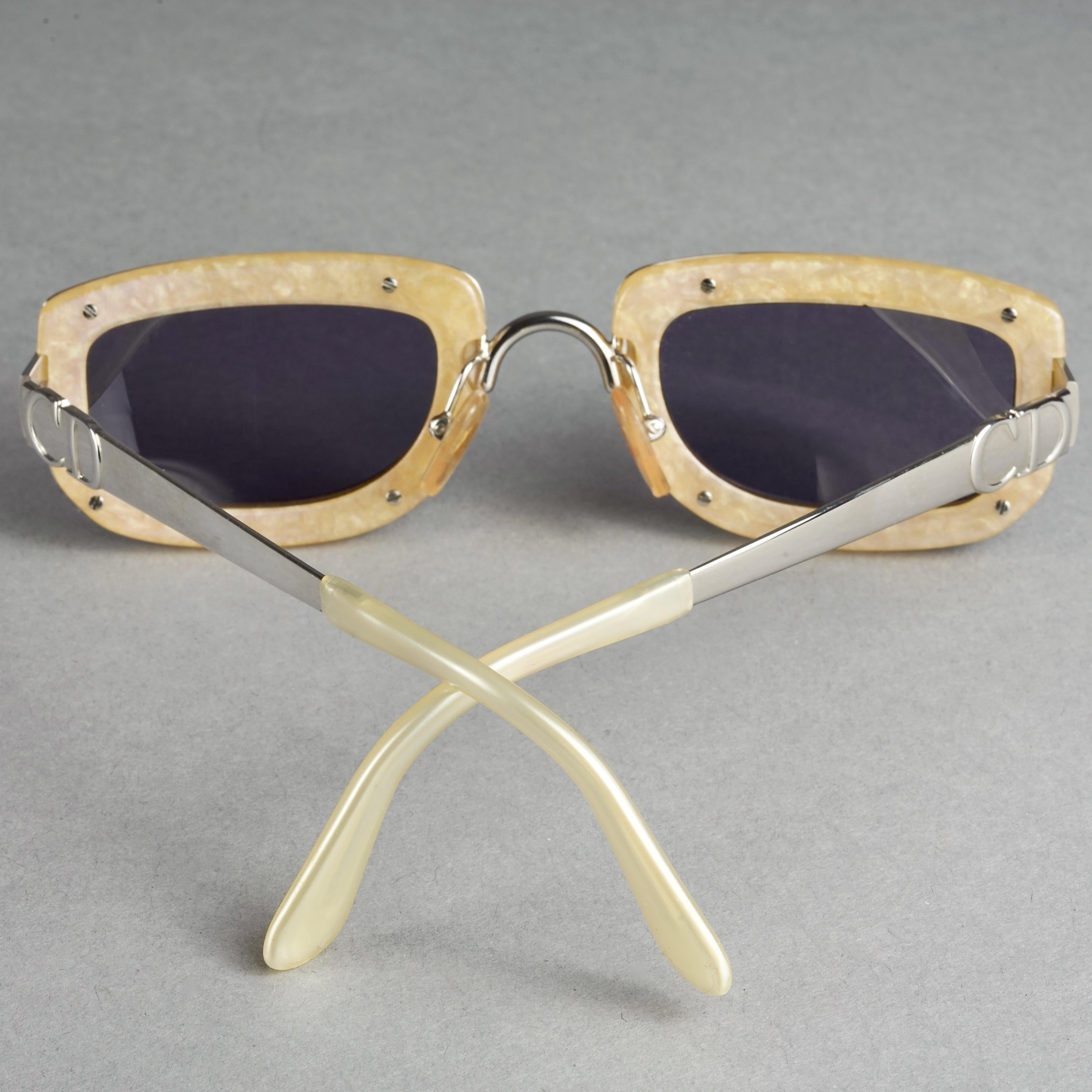 Women's Vintage 1995 CHRISTIAN DIOR Silver Chrome Futuristic Sunglasses