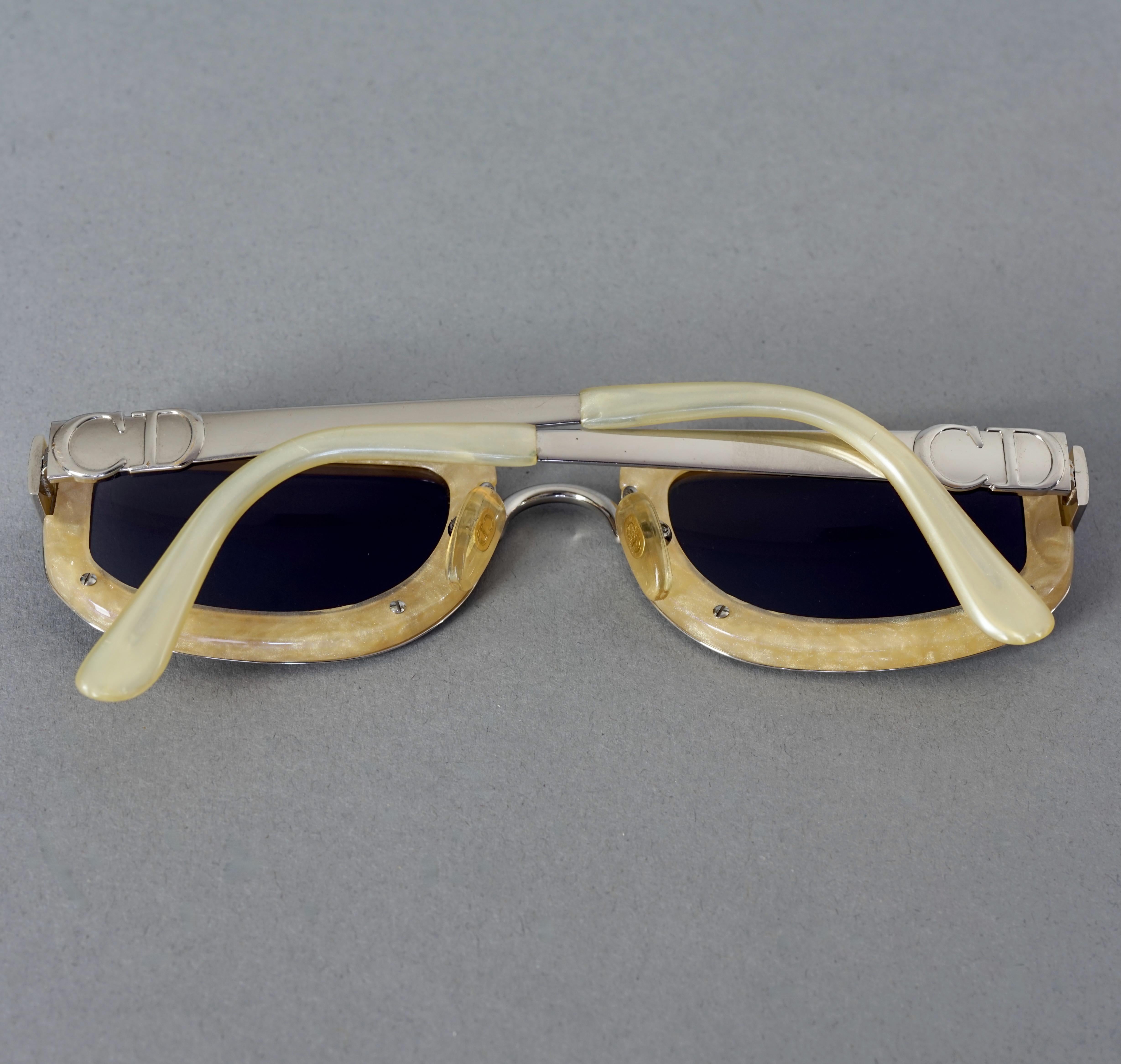 Vintage 1995 CHRISTIAN DIOR Silver Chrome Futuristic Sunglasses For Sale 5