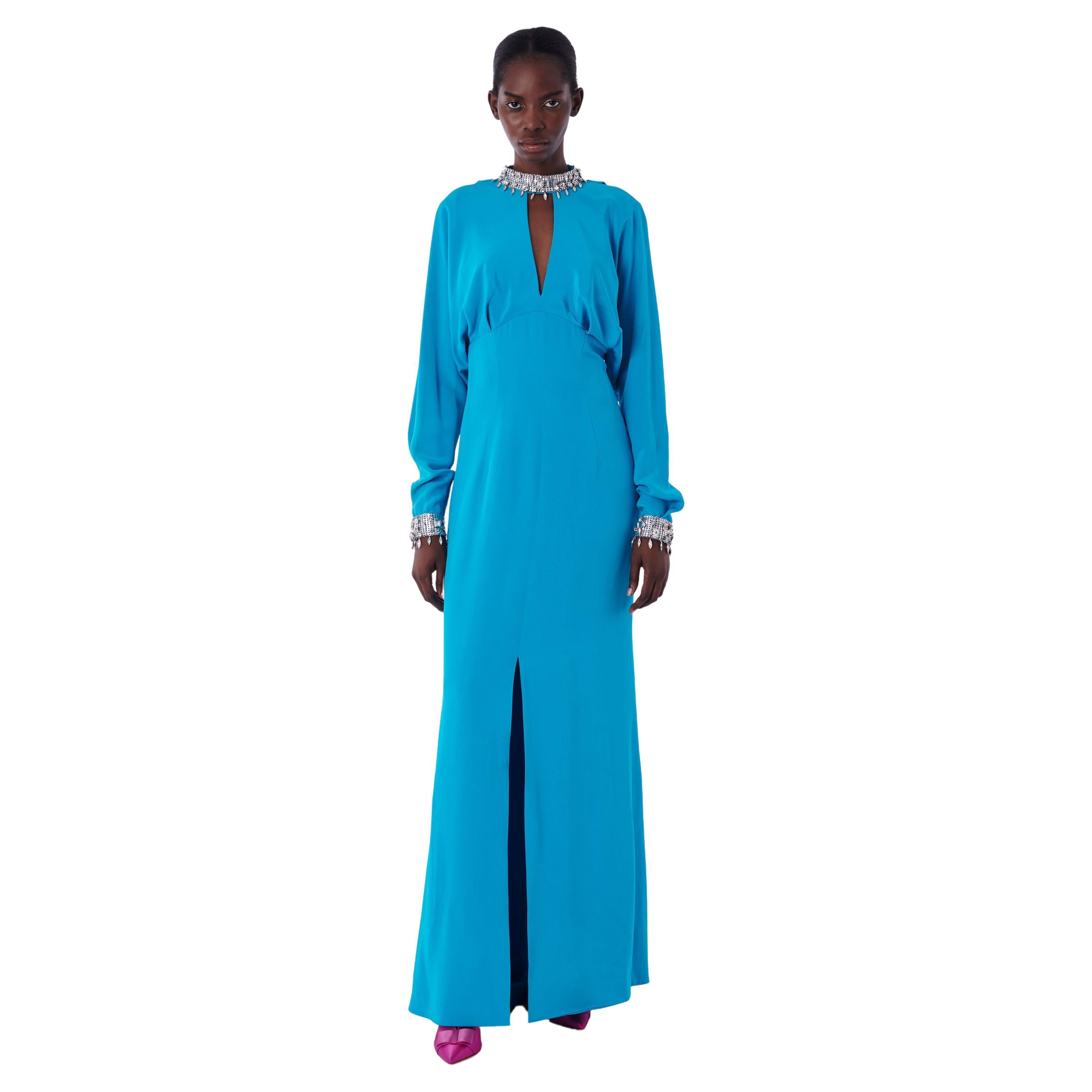 Vintage 1995 Couture Blaues Kleid im Angebot