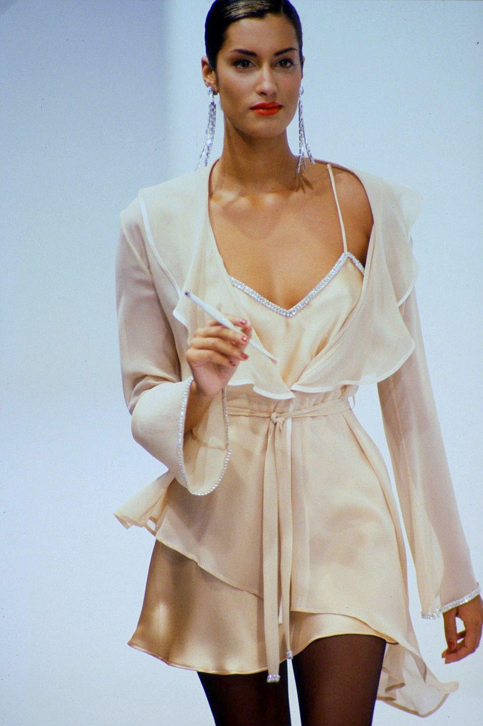 White Vintage 1995 Dolce & Gabbana Rhinestone Peach Silk Bias-Cut Slip Dress w/ Jacket