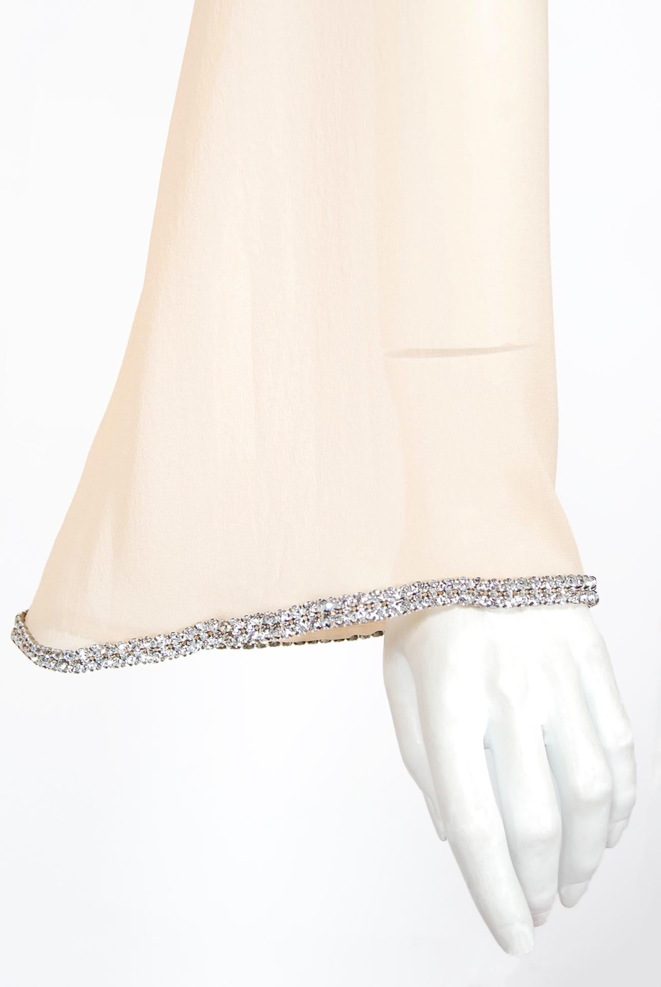 Vintage 1995 Dolce & Gabbana Rhinestone Peach Silk Bias-Cut Slip Dress w/ Jacket 1