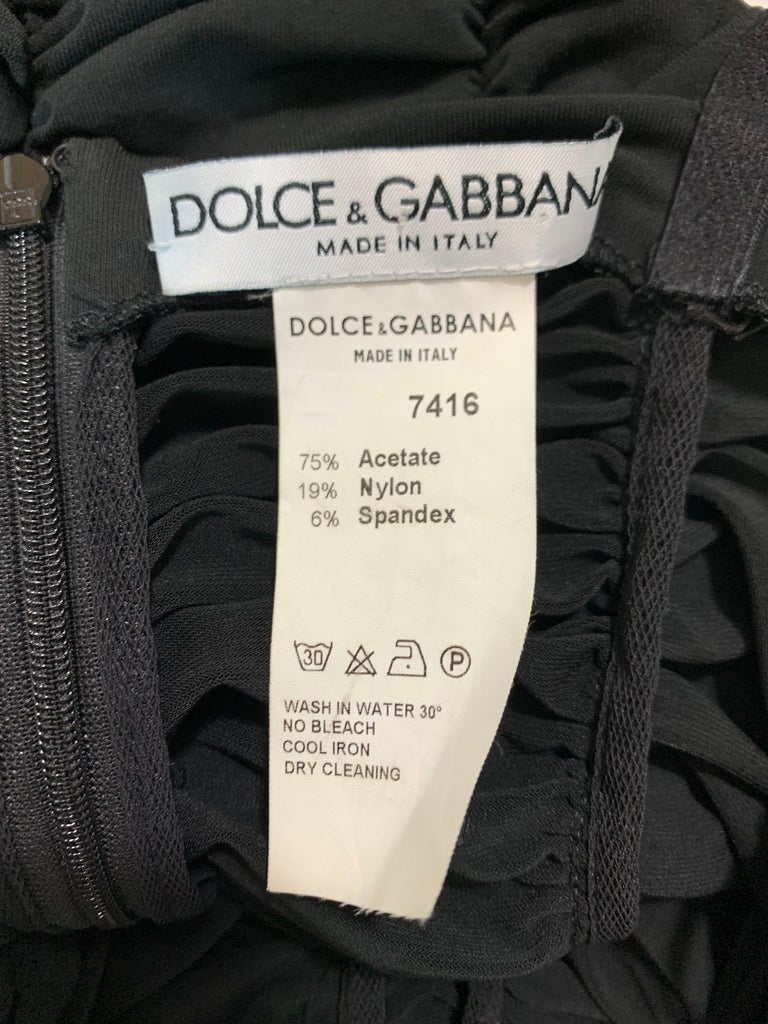 1990s D&G Dolce & Gabbana Semi-Sheer Black Chiffon Ruffle Top