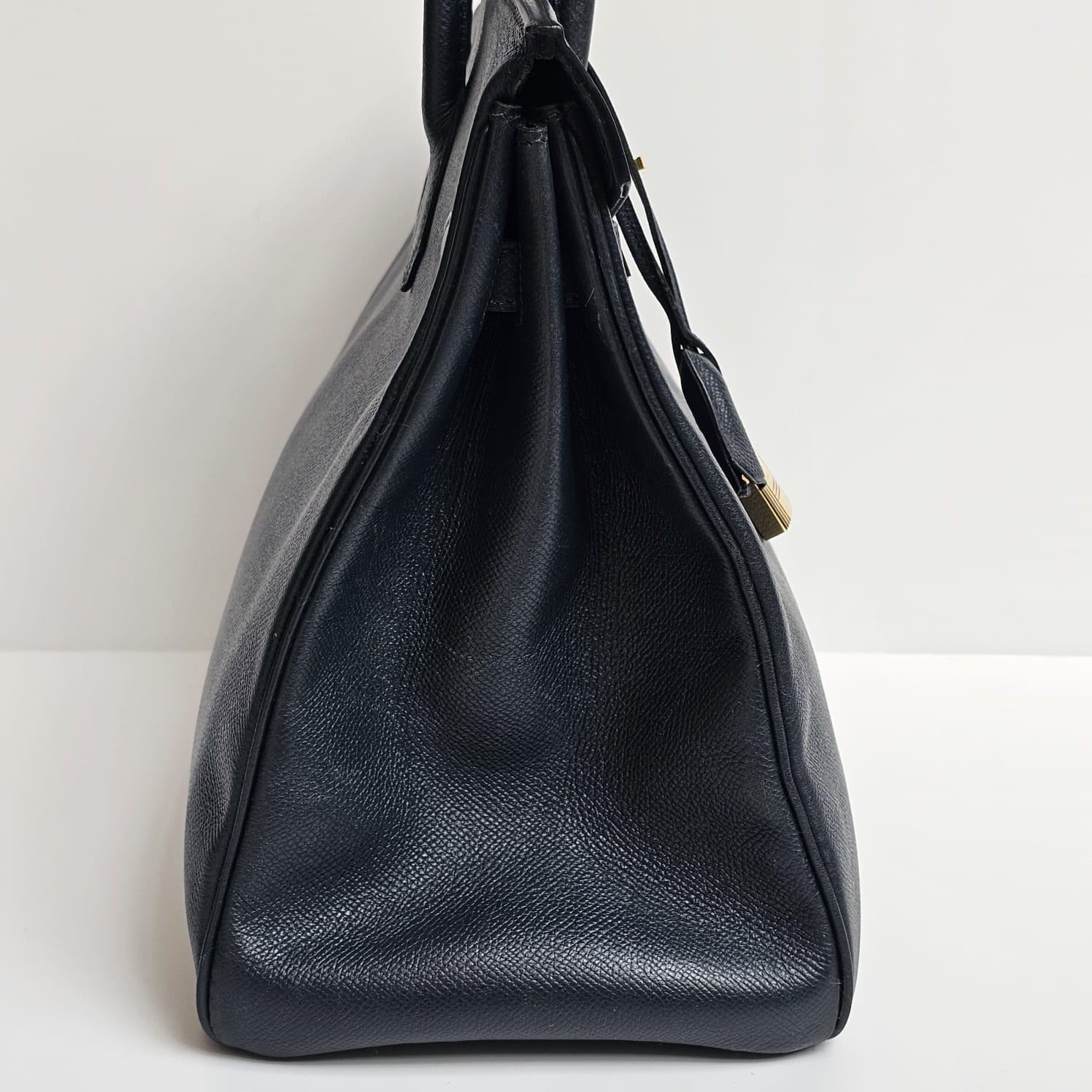 Bolso Vintage 1995 Hermes Birkin HAC 32 Lisse Piel Azul Zafiro en venta 6
