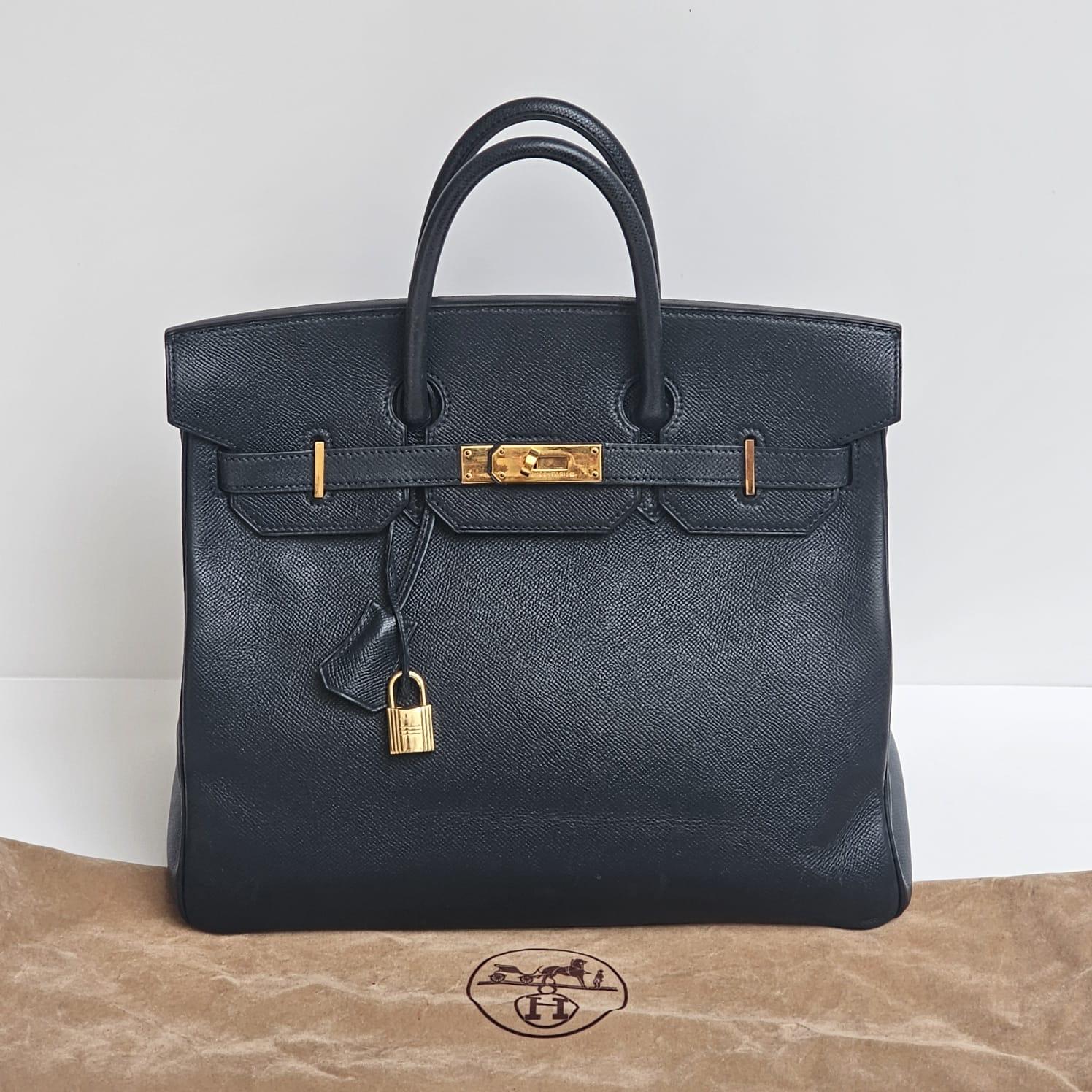Bolso Vintage 1995 Hermes Birkin HAC 32 Lisse Piel Azul Zafiro en venta 9