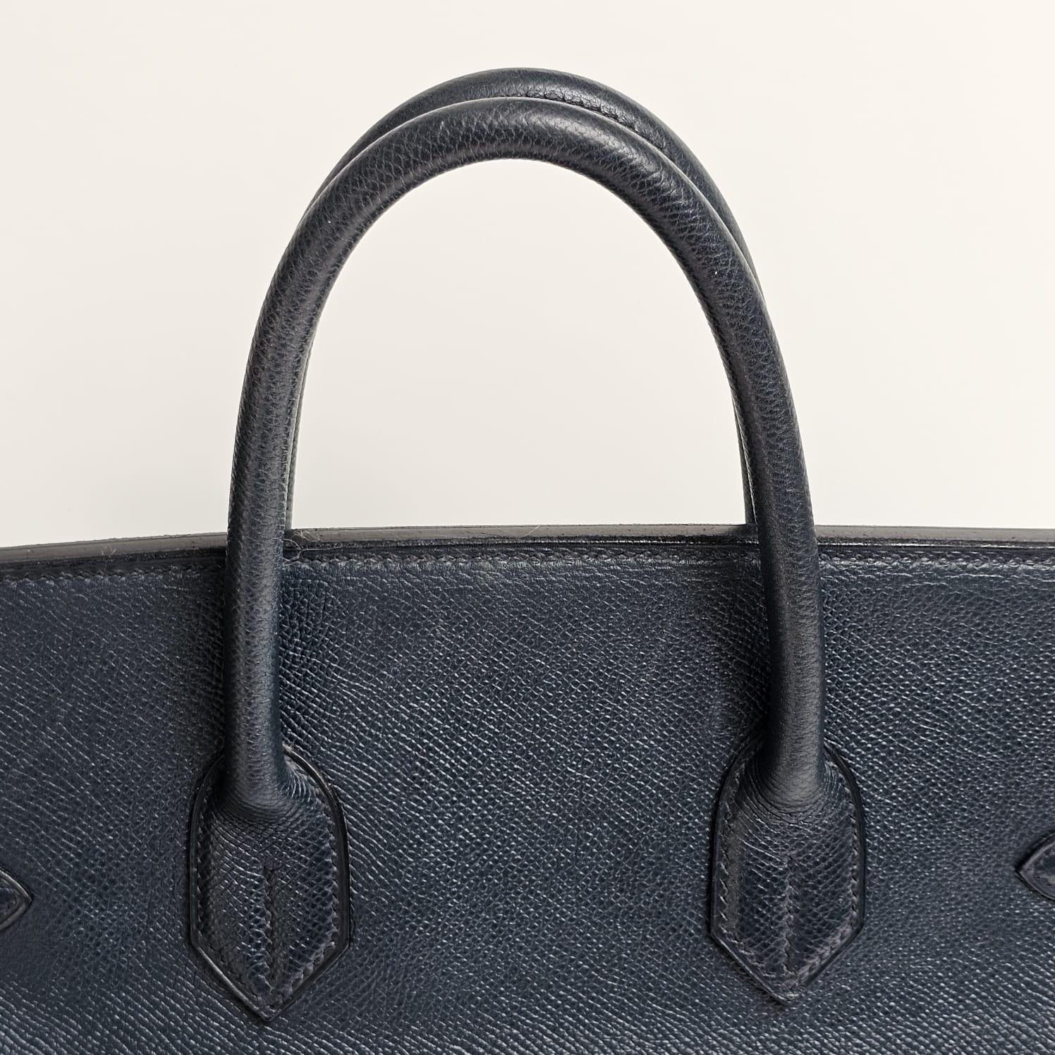 Bolso Vintage 1995 Hermes Birkin HAC 32 Lisse Piel Azul Zafiro en venta 12