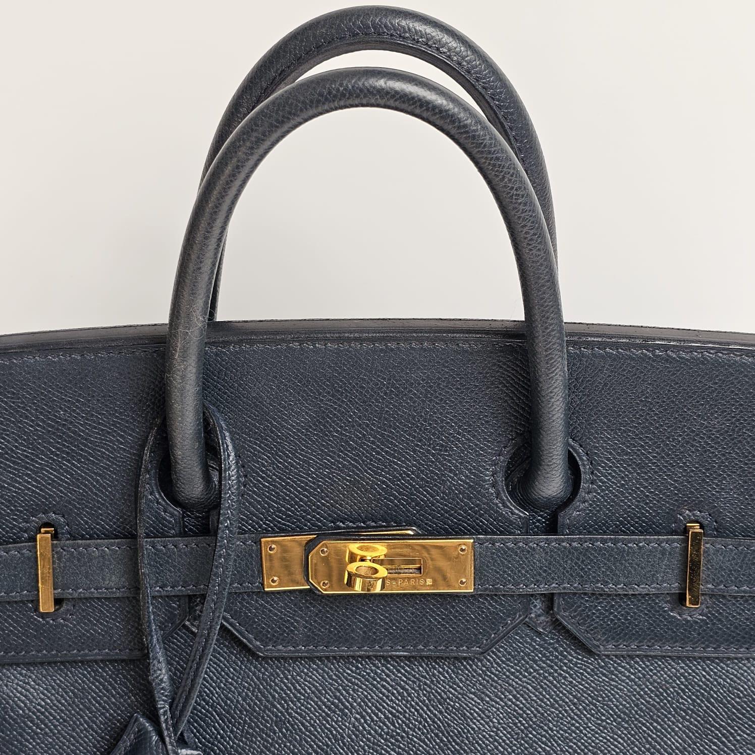 Bolso Vintage 1995 Hermes Birkin HAC 32 Lisse Piel Azul Zafiro en venta 15