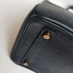 Vintage 1995 Hermes Birkin HAC 32 Lisse Leather Blue Sapphire Bag