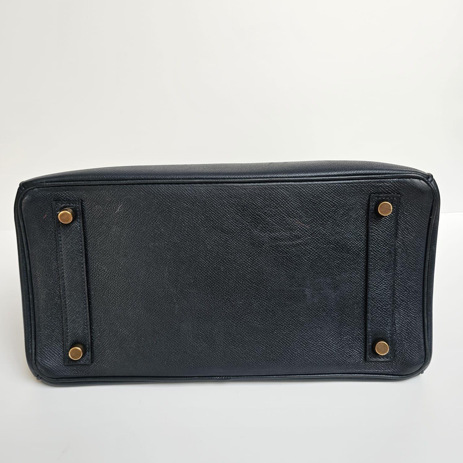 Femenino o masculino Bolso Vintage 1995 Hermes Birkin HAC 32 Lisse Piel Azul Zafiro en venta